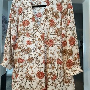 Rose & Olive Rust and Cream Floral Blouse